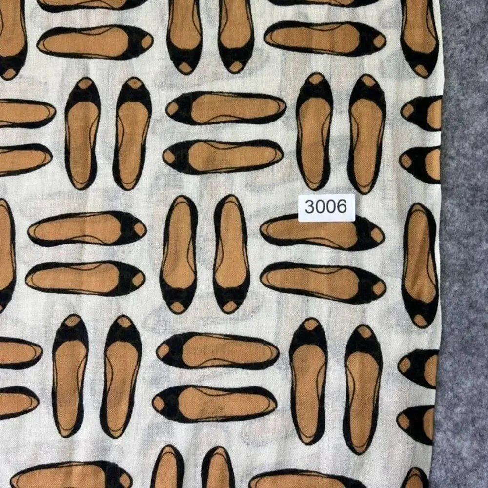 Novelty Flats Shoes Print Lightweight Neutral Scarf